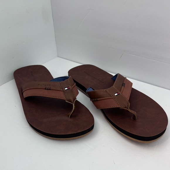TOMMY HILFIGER, DAVIDSON-T MEN’S LIGHT BROWN FLIP FLOPS, SIZE 9M - Picture 5 of 15